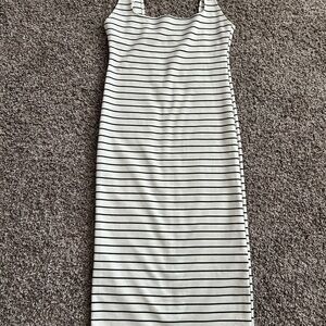Striped Black and White Sleeveless Dress